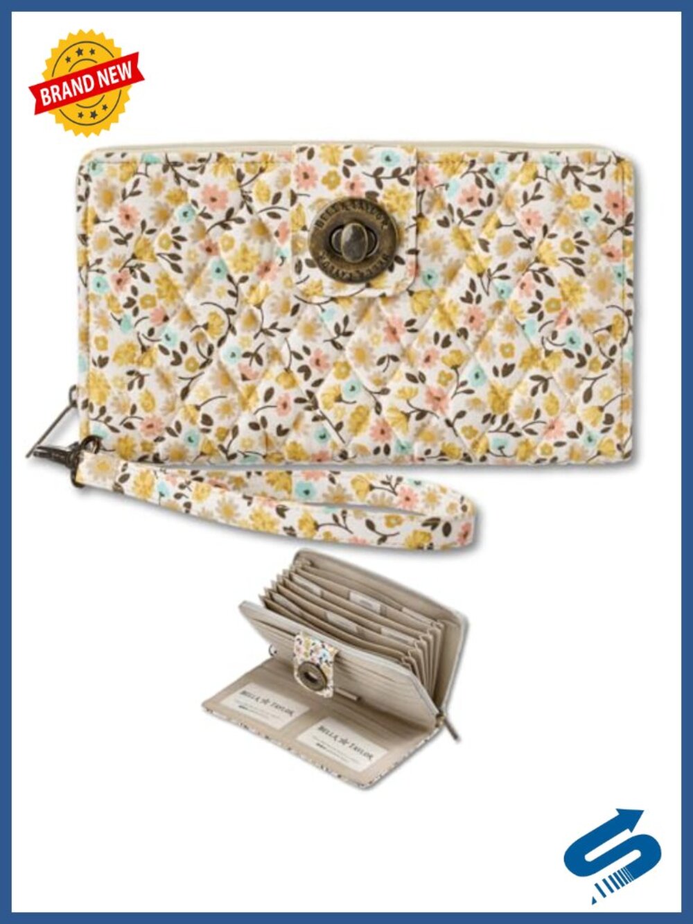 Quilted RFID Cash System Wallet Budget Envelope Organizer Wristlet